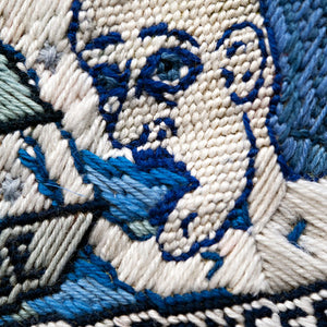 Lucas Grogan, The Fucking Minefield (detail), 2013, crewel wool embroidery, 70 x 70 cm