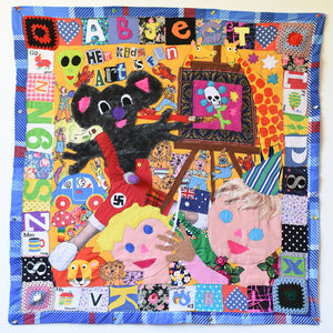 Paul Yore, Art is Fun, 2016, mixed media textile, beads, sequins & buttons, 108 x 105 cm irreg