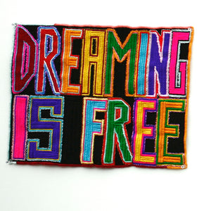Paul Yore, Dreaming Is Free, 2016, wool needlepoint, 43 x 34 cm irreg