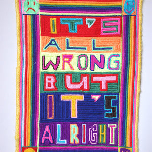 Paul Yore, It’s All Wrong But It’s Alright, 2020, wool needlepoint, 44 x 30 cm irreg