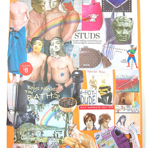 Paul Yore, Studs, 2020, Collage on card with pen, marker & stickers, 41 x 29 cm