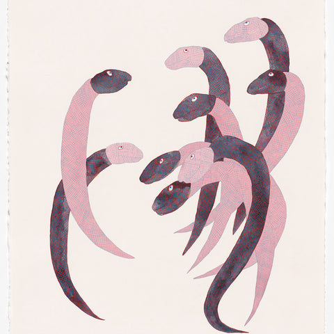 Pip Ryan, Nine Eels, 2020, watercolour, gouache, pencil on paper, 76 x 56 cm