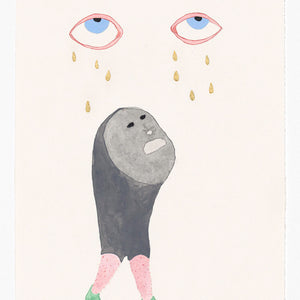 Pip Ryan, Troll Tears, 2019, watercolour, gouache, 22k gold leaf, pencil on paper, 21 x 14.8 cm