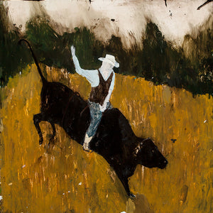 Richard Lewer, Bindoon Rodeo Finals, 2014, oil on epoxy-coated steel, 100 x 100 cm