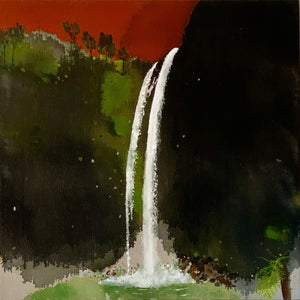 Richard Lewer, I would jump off the tallest waterfall to have one more chat with you, 2022, acrylic on canvas, 76 x 76 cm 