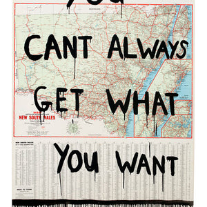 Richard Lewer, You cant always get what you want, 2009, enamel on found map, 150 x 100 cm