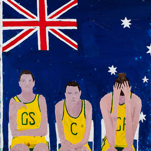 Richard Lewer, The Theatre of Sports (detail), 2016, oil on canvas, 12 panels of 70 x 70 cm