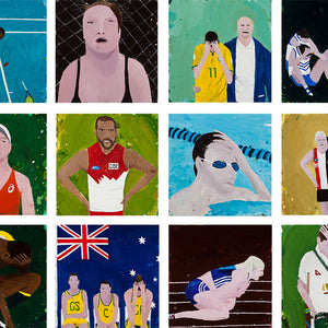  Richard Lewer, The Theatre of Sports, 2016, oil on canvas, 12 panels of 70 x 70 cm