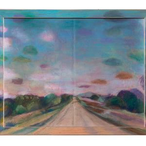 Laura Wills, Road Kangaroo Island, 2021, pastel on book cover, 29 x 20 cm