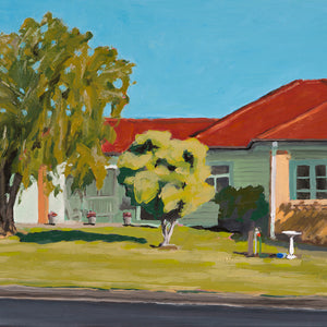 Rob Howe, Bird Bath (Buladelah), 2019, oil on board, 30.5 x 40.5 cm