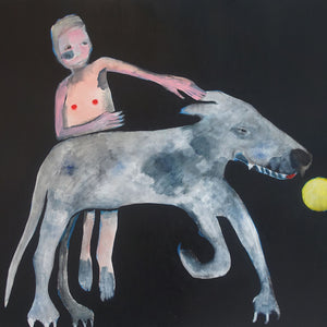 Sally Bourke, Fetch, 2019, oil on canvas, 82 x 102 cm