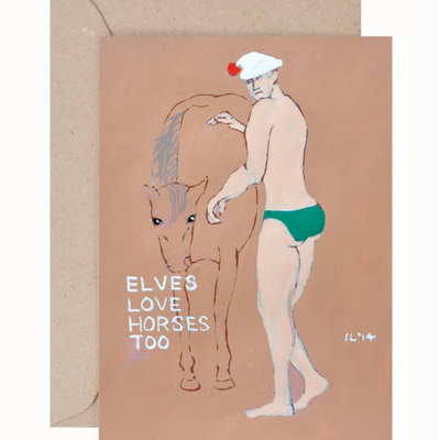 Ian Lever 'Elves Love Horses Too' Gift Card