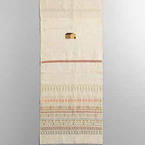Sera Waters, Sampler for a Colonised land, 2018-19, cotton on linen, 141 x 52 cm