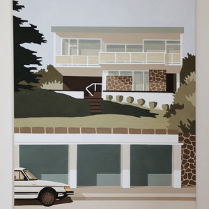   Eliza Gosse, The garage was so full of collected treasures her car no longer fit, 2021, oil on canvas, 122 x 152 cm
