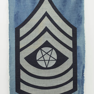 Tony Garifalakis, Sgt Major Satan, 2010, from from ‘Mutually Assured Destruction’, 2010–13, collage of denim, 100 cm x 170 cm