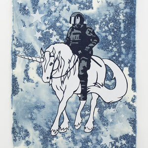 Tony Garifalakis, Mounted Stardust Unit, 2010, from ‘Mutually Assured Destruction’, 2010–13, collage of denim, 100 cm x 170 cm