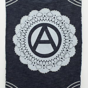 Tony Garifalakis’ ‘Mutually assured destruction’ for Melbourne Now at the National Gallery of Victoria, 2013Tony Garifalakis, Anarchodandyism, 2010, from ‘Mutually Assured Destruction’, 2010–13, collage of denim, 100 cm x 150 cm