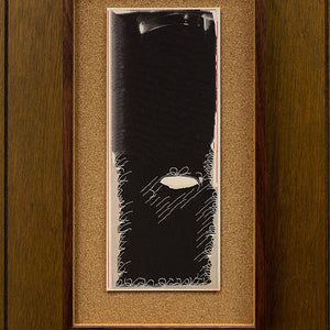 Tony Garifalakis, Untitled, 2018-19, from ‘Garage Romance’, unique inkjet print on Ilford smooth cotton paper, corkboard, and hand-stained Tasmanian oak, 46 x 25.1 x 4 cm 
