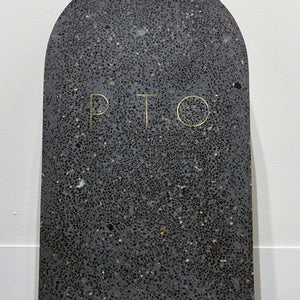  Will French, Please Turn Over, Please, 2014, terrazzo with brass inlay, 75 x 50 x 10 cm