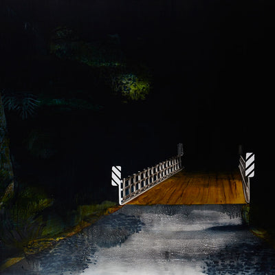 William Mackinnon, The Bridge, 2015, oil and automotive enamel on synthetic linen, 150 x 200 cm