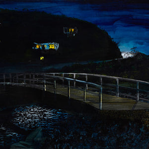 William Mackinnon, Two blue lights, 2015, oil and automotive enamel on synthetic linen, 100 x 200 cm